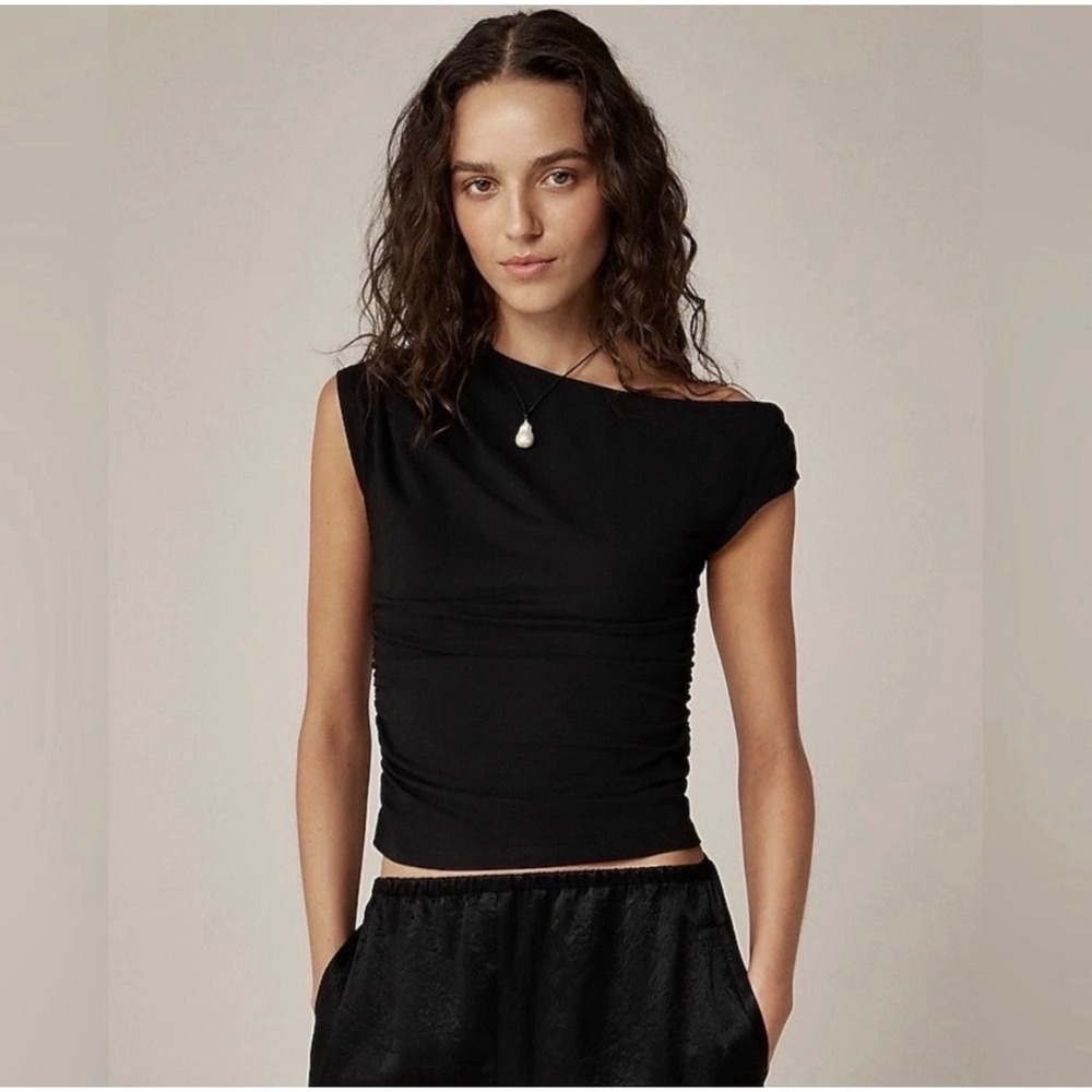 J. Crew Sz XS Off-the-Shoulder stretch cotton-blend in Ecru - Picture 5 of 5